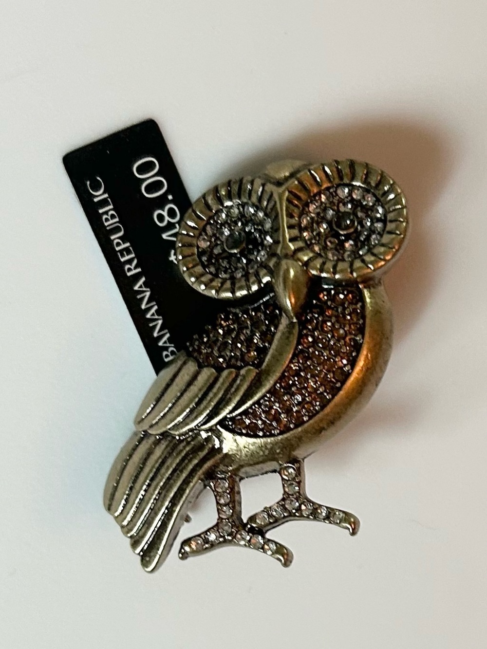 Banana Republic Gold-Tone Owl Pin with Crystals